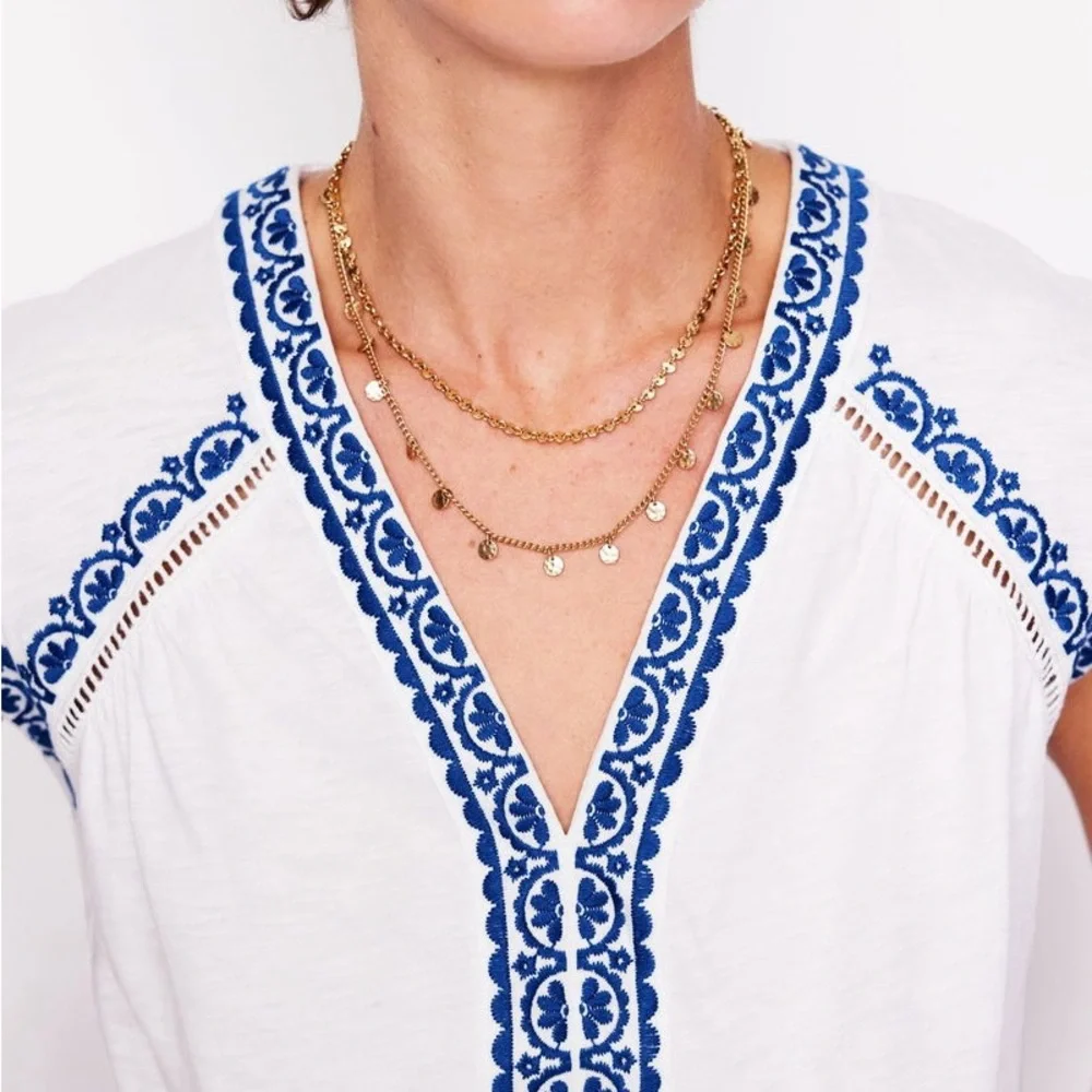 Boden Hazel Cotton Embroidered Top
White and blue - Picture 4 of 11